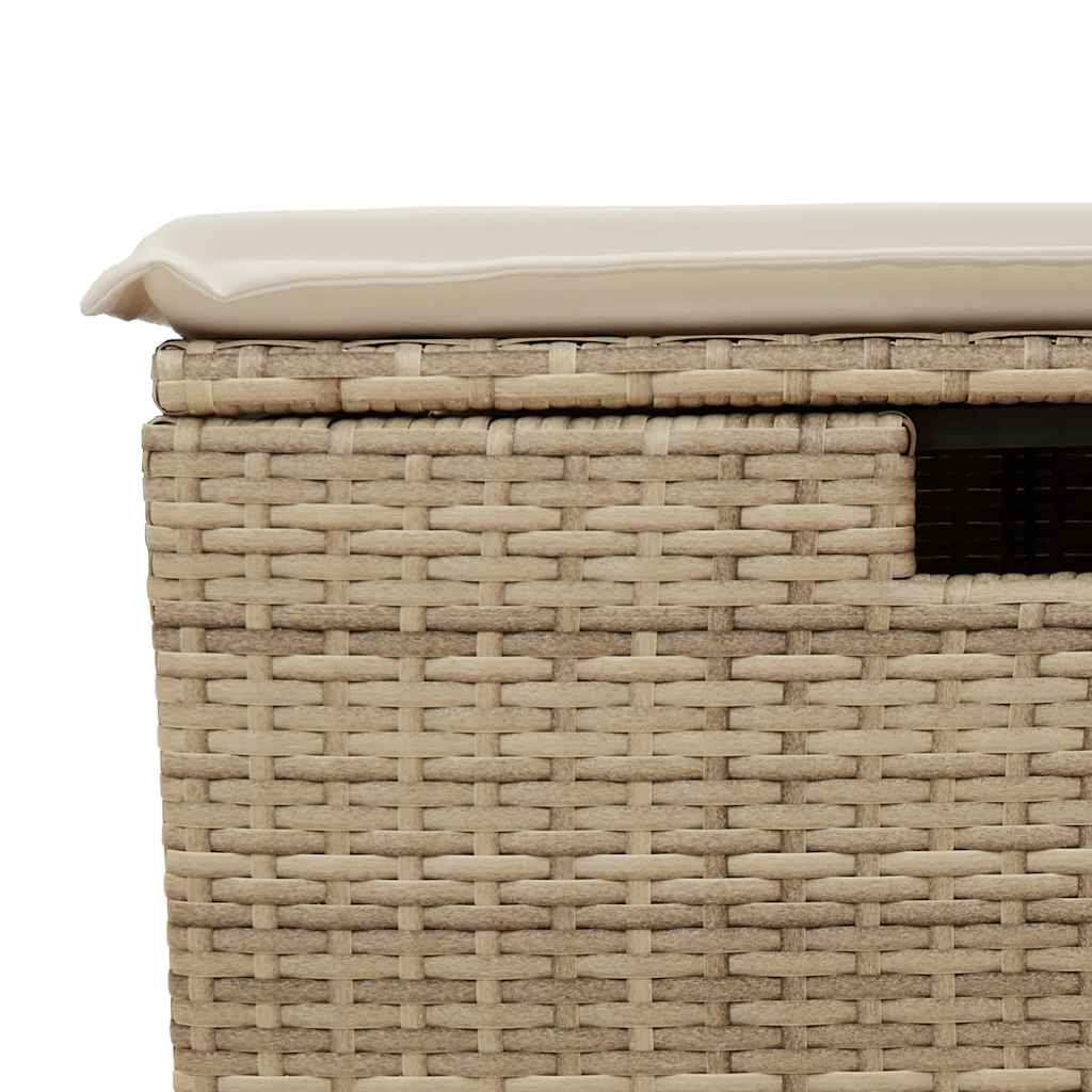 2-tlg. Garten-Sofagarnitur mit Kissen Beige Poly Rattan Akazie